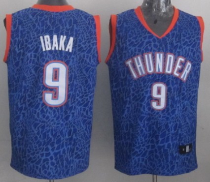 Oklahoma City Thunder #9 Serge Ibaka Blue Leopard Print Fashion Jersey