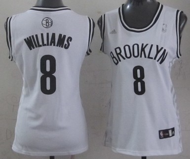 Brooklyn Nets #8 Deron Williams White Womens Jersey 