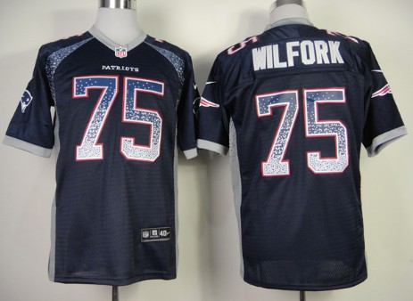 Nike New England Patriots #75 Vince Wilfork Drift Fashion Blue Elite Jersey 