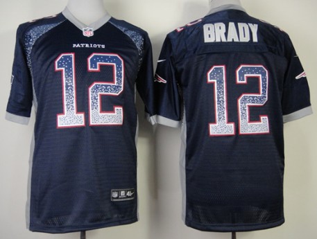 Nike New England Patriots #12 Tom Brady Drift Fashion Blue Elite Jersey 
