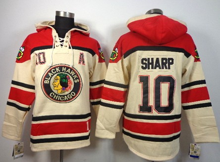 Old Time Hockey Chicago Blackhawks #10 Patrick Sharp Cream Hoodie