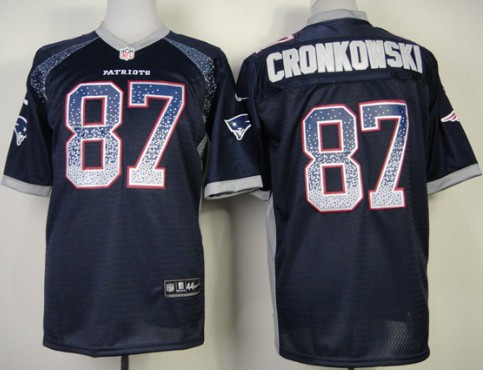 Nike New England Patriots #87 Rob Gronkowski Drift Fashion Blue Elite Jersey 