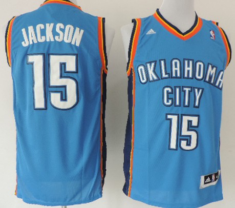 Oklahoma City Thunder #15 Reggie Jackson Revolution 30 Swingman Blue Jersey 