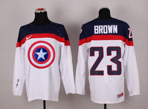 2015 Men's Team USA #23 Dustin Brown Captain America Fashion White Jersey