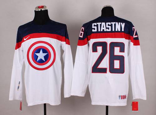 2015 Men's Team USA #26 Paul Stastny Captain America Fashion White Jersey