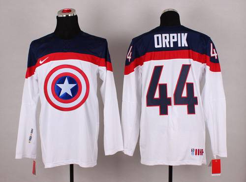 2015 Men's Team USA #44 Brooks Orpik Captain America Fashion White Jersey