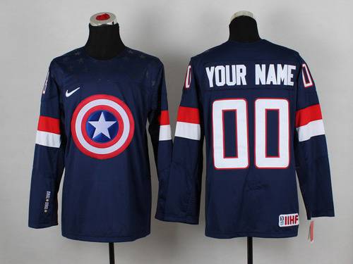 2015 Men's Team USA Customized Captain America Fashion Navy Blue Jersey