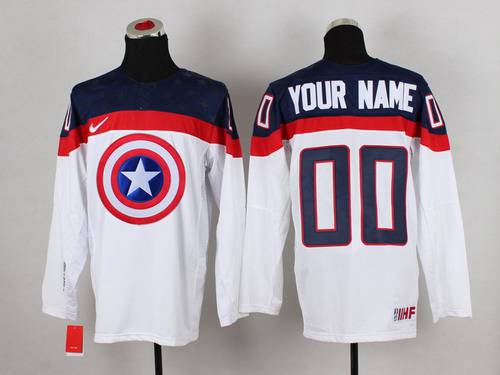2015 Men's Team USA Customized Captain America Fashion White Jersey