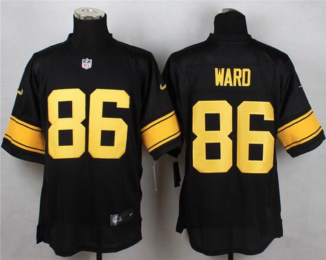 Men's Pittsburgh Steelers #86 Hines Ward Black With Yellow Nike Retired Player NFL Elite Jersey