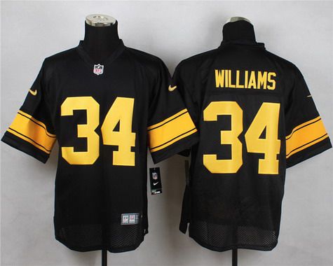 Men's Pittsburgh Steelers #34 DeAngelo Williams Black With Yellow Nike NFL Elite Jersey