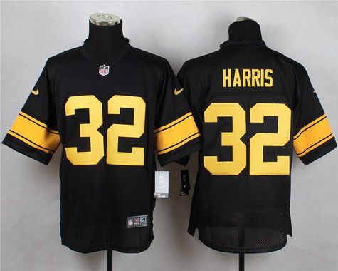 Men's Pittsburgh Steelers #32 Franco Harris Black With Yellow Retired Player Nike NFL Elite Jersey