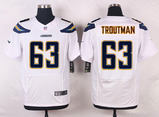 Men's San Diego Chargers #63 Johnnie Troutman White Road NFL Nike Elite Jersey