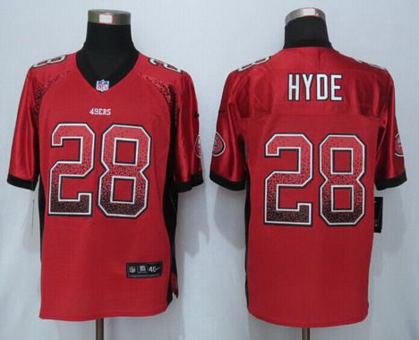Men's San Francisco 49ers #28 Carlos Hyde Red Drift Fashion NFL Nike Elite Jersey