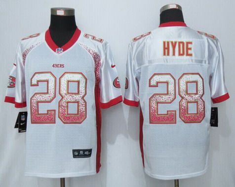 Men's San Francisco 49ers #28 Carlos Hyde White Drift Fashion NFL Nike Elite Jersey