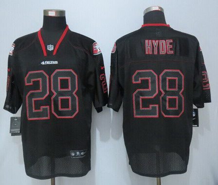 Men's San Francisco 49ers #28 Carlos Hyde Lights Out Black NFL Nike Elite Jersey