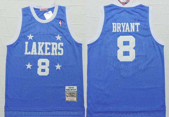 Men's Los Angeles Lakers #8 Kobe Bryant 2004-05 Light Blue Hardwood Classics Soul Swingman Throwback Jersey