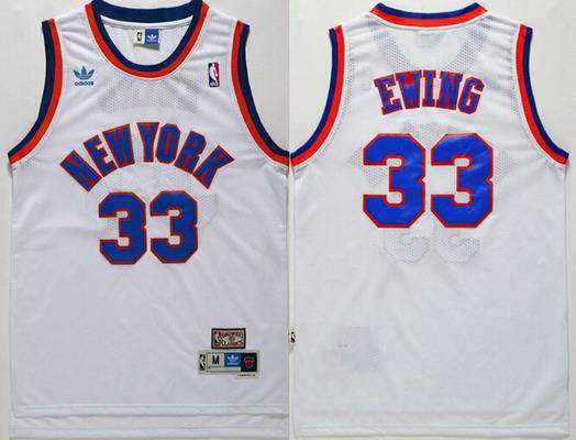 Men's New York Knicks #33 Patrick Ewing White Hardwood Classics Soul Swingman Throwback Jersey