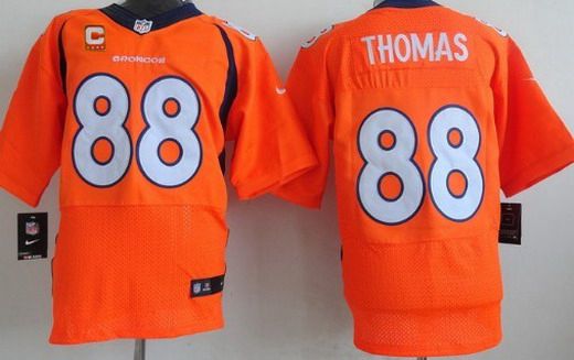 Men's Denver Broncos #88 Demaryius Thomas Orange Team Color C Patch NFL Nike Elite Jersey
