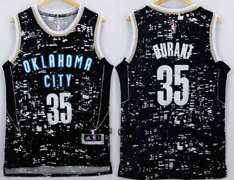 Men's Oklahoma City Thunder #35 Kevin Durant Adidas 2015 Gray City Lights Swingman Jersey
