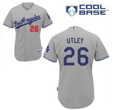 Men's Los Angeles Dodgers #26 Chase Utley Away Gray MLB Cool Base Jersey