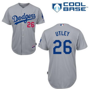 Men's Los Angeles Dodgers #26 Chase Utley Alternate 2014 Gray MLB Cool Base Jersey