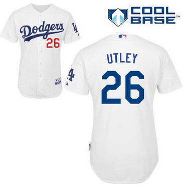 Men's Los Angeles Dodgers #26 Chase Utley Home White MLB Cool Base Jersey