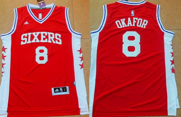 Men's Philadelphia 76ers #8 Jahlil Okafor Revolution 30 Swingman 2015 Draft New Red Jersey