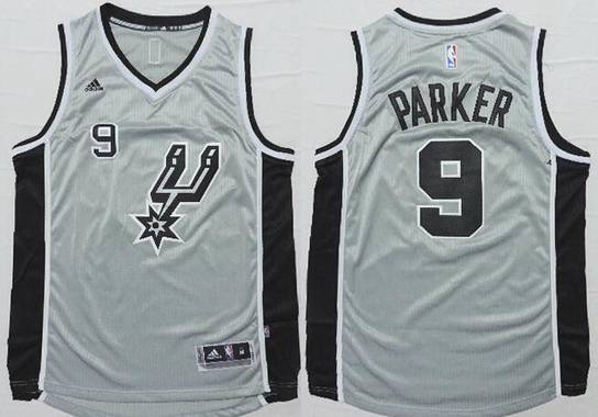 Men's San Antonio Spurs #9 Tony Parker Revolution 30 Swingman 2014 New Gray Jersey