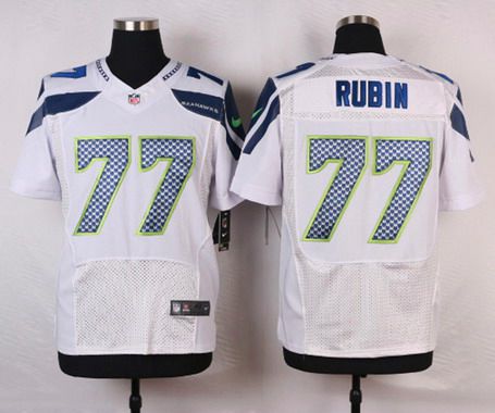 Men's Seattle Seahawks #77 Ahtyba Rubin White Road NFL Nike Elite Jersey
