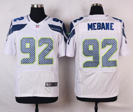 Men's Seattle Seahawks #92 Brandon Mebane White Road NFL Nike Elite Jersey