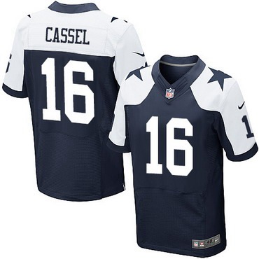 Men's Dallas Cowboys #16 Matt Cassel Navy Blue Thanksgiving Alternate NFL Nike Elite Jersey