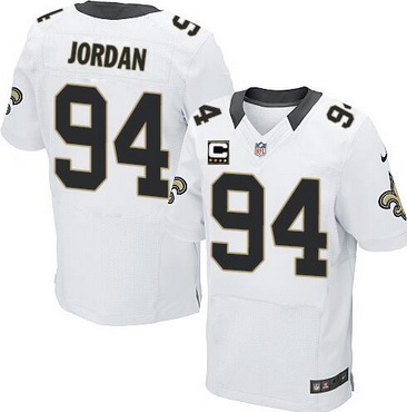Men's New Orleans Saints #94 Cameron Jordan White Road C Patch NFL Nike Elite Jersey
