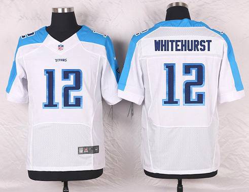 Men's Tennessee Titans #12 Charlie Whitehurst White Road NFL Nike Elite Jersey