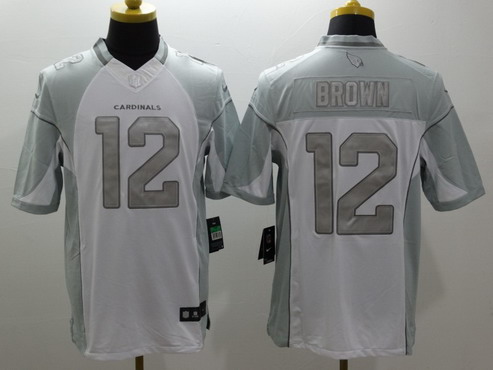 Men's Arizona Cardinals #12 John Brown White Platinum NFL Nike Limited Jersey