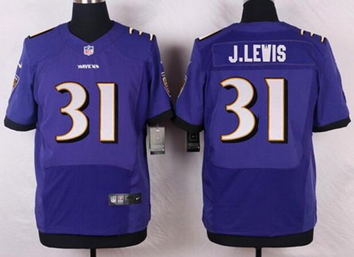 Men's Baltimore Ravens #31 Jamal Lewis Purple Retired Player NFL Nike Elite Jersey