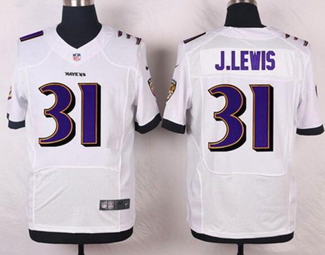 Men's Baltimore Ravens #31 Jamal Lewis White Retired Player NFL Nike Elite Jersey