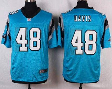 Men's Carolina Panthers #48 Stephen Davis Light Blue Retired Player NFL Nike Elite Jersey