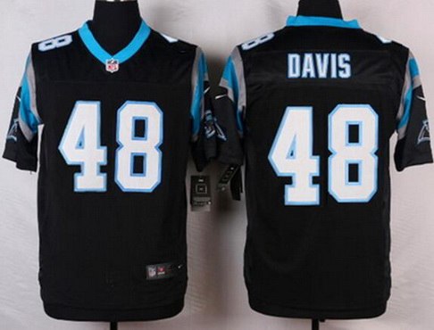 Men's Carolina Panthers #48 Stephen Davis Black Retired Player NFL Nike Elite Jersey