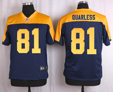 Men's Green Bay Packers #81 Andrew Quarless Navy Blue Gold Alternate NFL Nike Elite Jersey