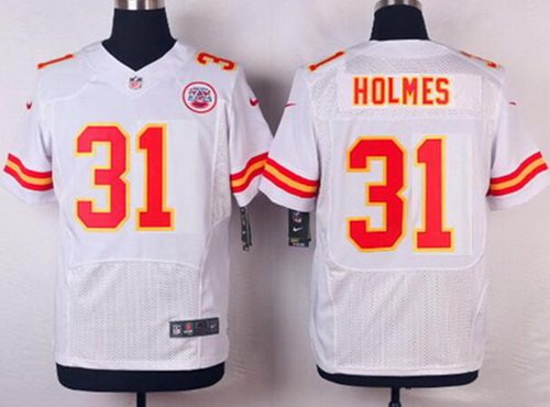 Men's Kansas City Chiefs #31 Priest Holmes White Retired Player NFL Nike Elite Jersey