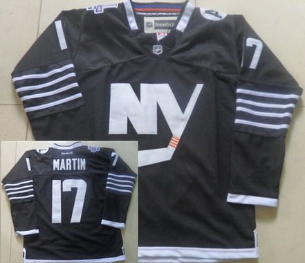Men's New York Islanders #17 Matt Martin 2015 Reebok Black Premier Alternate Jersey