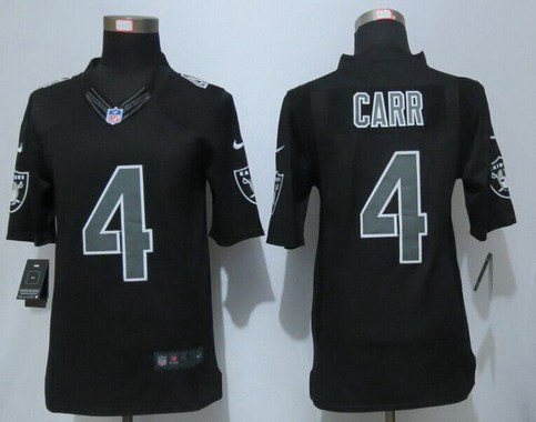 Men's Oakland Raiders #4 Derek Carr Black Impact NFL Nike Limited Jersey