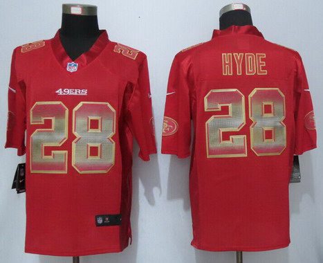 Men's San Francisco 49ers #28 Carlos Hyde Red Strobe 2015 NFL Nike Fashion Jersey