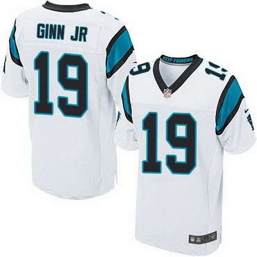 Men's Carolina Panthers #19 Ted Ginn Jr White Road NFL Nike Elite Jersey