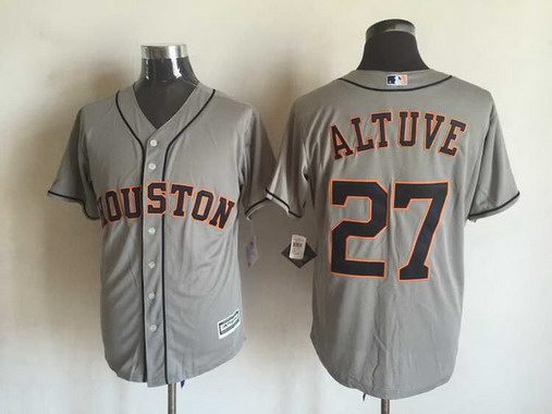 Men's Houston Astros #27 Jose Altuve Away Gray 2015 MLB Cool Base Jersey