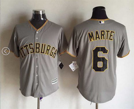 Men's Pittsburgh Pirates #6 Starling Marte Away Gray 2015 MLB Cool Base Jersey