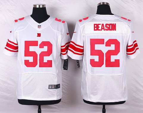 Men's New York Giants #52 Jon Beason White Road NFL Nike Elite Jersey