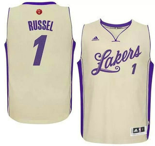 Men's Los Angeles Lakers #1 D'Angelo Russell Revolution 30 Swingman 2015 Christmas Day White Jersey