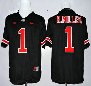 Men's Ohio State Buckeyes #1 Baxton Miller Black With Orange College Football Nike Limited Jersey