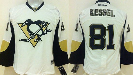 Youth Pittsburgh Penguins #81 Phil Kessel Away White NHL Reebok Jersey